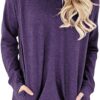 onlypuff Womens Pocket Shirts Pullover Sweatshirt Loose Fit