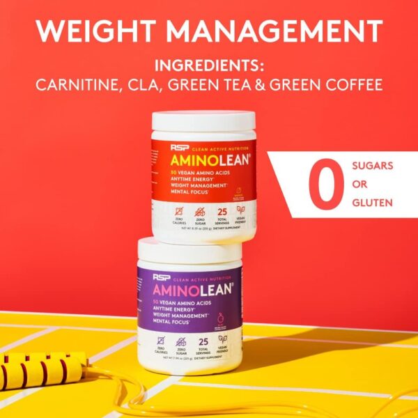 RSP NUTRITION AminoLean Natural Pre Workout Powder, Sucralose Free Amino Energy with No Artificial Dyes, Vegan BCAAs and Weight Management, Pineapple Coconut, 25 Serv