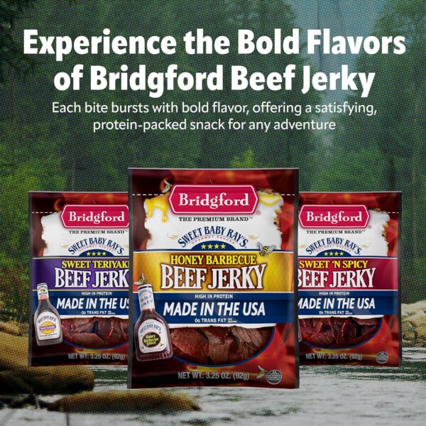 Bridgford Sweet Baby Ray’s Beef Jerky Sweet Teriyaki 3.25 oz Pack of 2 - High Protein Beef Jerky for Low Carb and High Protein Diets - Beef Jerky Teriyaki for On the Go Snacking and Busy Lifestyles