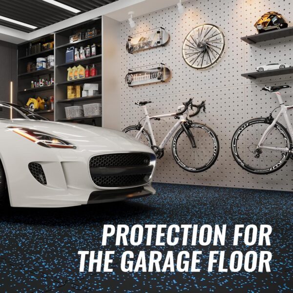 1739551015_91t-wGfJWpL._AC_SL1500_.jpg SUPERJARE 0.79'' Extra-Thick Exercise Equipment Mats, 12 Pcs 48 Sq Ft Rubber Top Floor Tiles with High Density EVA Foam, Interlocking Gym Flooring for Home Gym, Workout Mat, Black/Blue