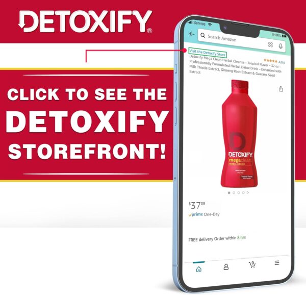 Detoxify – Ready Clean Herbal Cleanse – Tropical – 16 oz – Professionally Formulated Herbal Detox Drink – Enhanced with Milk Thistle Seed Extract & Burdock Root Extract – Plus Sticker.