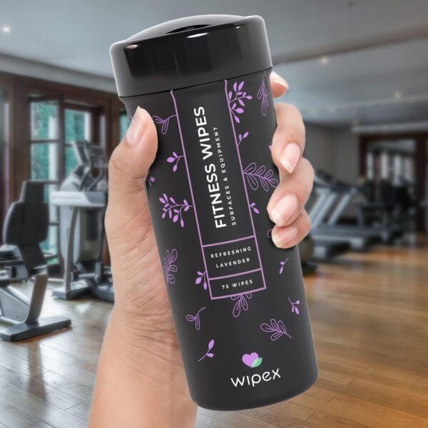 Wipex Natural Fitness Equipment Wipes, 75 Lavender & Vinegar Wipes, Yoga Mat Cleaner, Gym Wipes for Equipment, Bulk Gym Wipes for Everyday Use, 75 Count (Pack of 4)