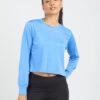 Real Essentials 5 Pack: Women's Dry Fit Crop Top - Long Sleeve Crew Neck Stretch Athletic Tee (Available in Plus Size)