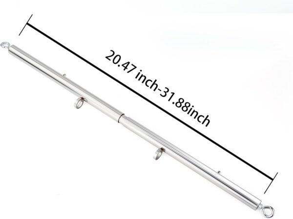 Spreader Bar Heavy Duty Stainless Steel Expandable Black Bar Home Gym with 4pcs Furry Purple Adjustable Strap,Sports Aid Training Fitness Gear Pilates Aid Kit,Yoga Set (Silver+Silver PU Kit)