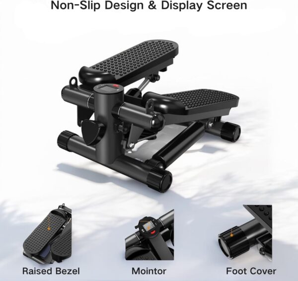 1739612677_61i-FPWkRDL._AC_SL1500_.jpg Steppers for Exercise at Home, Mini Stair Stepper with Resistance Bands Workout Equipment Up to 300LBS Loading Capacity, Hydraulic Fitness Stepper with LCD Monitor