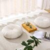 Floor Pillow Meditation Cushion Round Large Floor Pillows Seating for Adults, Velvet Thick Floor Cushions for Yoga Living Room Balcony Outdoor Tatami（Beige）