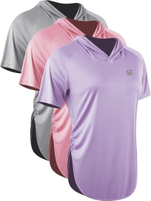 NELEUS Women's Sun Protection Running Shirts Workout Athletic Shirts with Hoods
