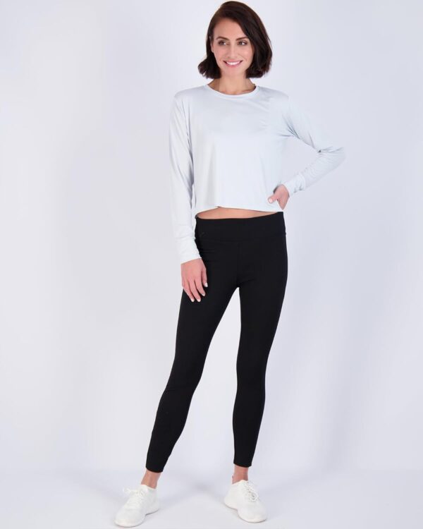 Real Essentials 5 Pack: Women's Dry Fit Crop Top - Long Sleeve Crew Neck Stretch Athletic Tee (Available in Plus Size)