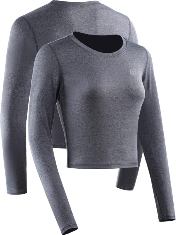 NELEUS Women's Running Workout Athletic Crop Shirts Pack of 3