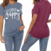 Funny Cute Graphic Tees for Women Choose Happy Letter Print T Shirts Love Heart Inspirational Shirt Casual Short Sleeve Tops