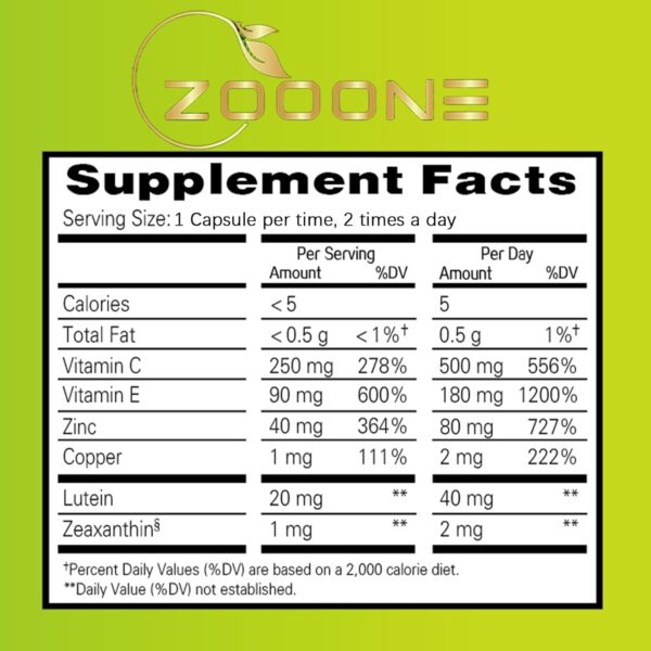 zooone- Lutein Eye Vitamins Supplement for Macular Health and Dry Eye, Contains Lutein, Zinc, Vitamins C/E & Zeaxanthin to Support Eye Health, 90 Tablets