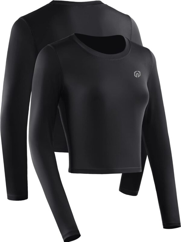 NELEUS Women's Running Workout Athletic Crop Shirts Pack of 3