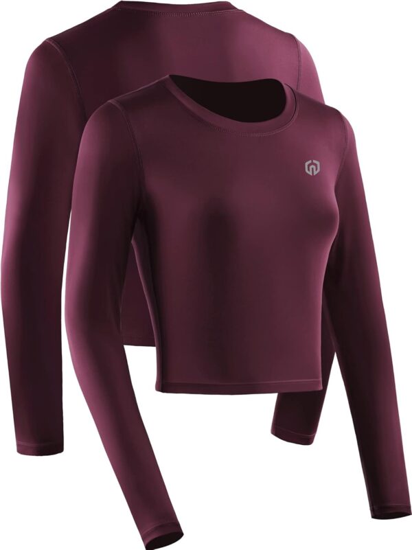 NELEUS Women's Running Workout Athletic Crop Shirts Pack of 3