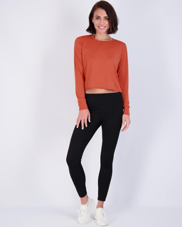 Real Essentials 5 Pack: Women's Dry Fit Crop Top - Long Sleeve Crew Neck Stretch Athletic Tee (Available in Plus Size)