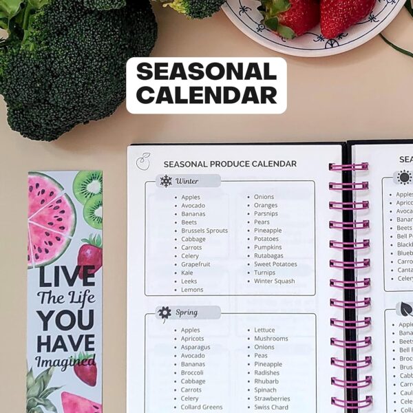 Life & Apples Meal Planner with Grocery List - Weekly Menu Plan and Prep, Healthy Diet and Weight Loss Tracking, 1 Year Undated Meal Planning Notebook, 5 X 8 Inch Spiral Notebook, Rose Gold