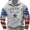 ZOCAVIA American Flag Hoodies for Men USA Graphic Hooded Sweatshirts Drawstring Western Ethnic Boys Pullover Tops