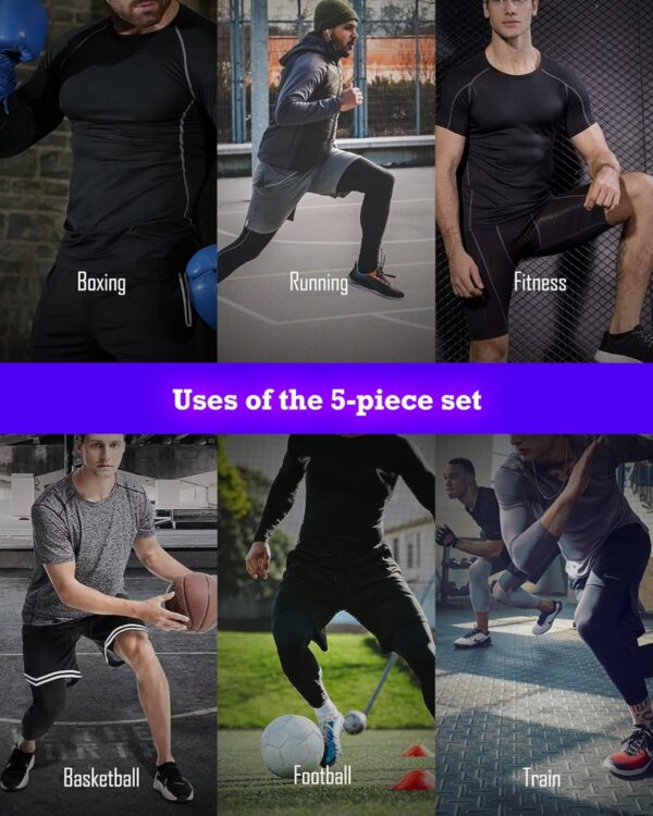 BOOMCOOL 5PCS Gym Clothes for Men Workout Sets