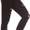 DIBAOLONG Womens High Waist Yoga Pants Cutout Ripped Tummy Control Workout Running Yoga Skinny Leggings