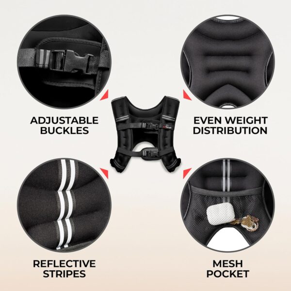 Weighted Vest - Weight Vest for Running, Strength Training & Muscle Building, Features Reflective Stripe for Safe Outdoor Workouts (Available in 6lbs to 30lbs)