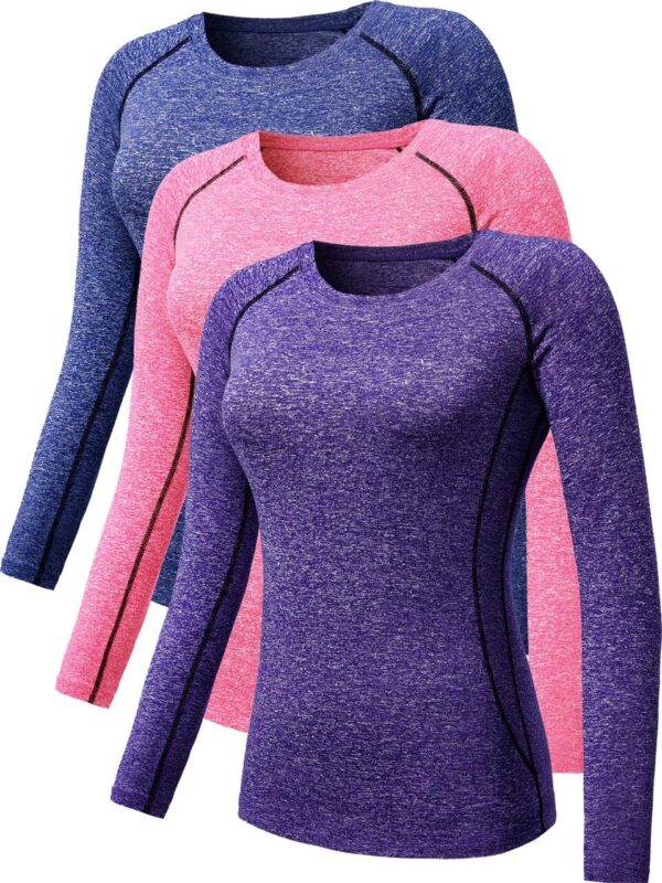 NELEUS Women's 3 Pack Compression Shirts Long Sleeve Yoga Athletic Running T Shirt
