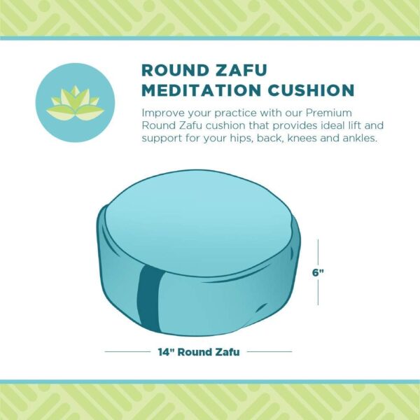 Bean's ZAFU - Meditation Floor Cushion - Round Earth Cotton Zen Yoga Pillow - Tibetan Style for Mindful Kneeling Prayer Seat - Made in USA - US Organic Buckwheat Hulls - Comfort Calm Contemplate