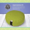 Bean's ZAFU - Meditation Floor Cushion - Round Earth Cotton Zen Yoga Pillow - Tibetan Style for Mindful Kneeling Prayer Seat - Made in USA - US Organic Buckwheat Hulls - Comfort Calm Contemplate