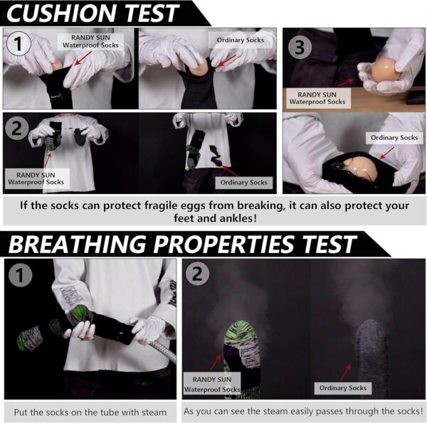 RANDY SUN Waterproof Breathable Socks, [SGS Certified] Unisex Novelty Skiing Trekking Hiking Wading Trail Socks