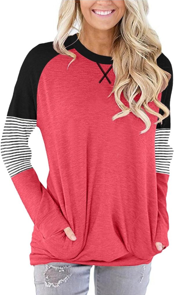 ONLYSHE Womens Crewneck Sweatshirt Casual Loose Fitting Tops Long Sleeve T Shirt