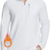 BALEAF Men's Fleece Lined Running Jacket Quarter Zip Cold Weather Gear Waffle Thermal Pullover with Zip Pockets