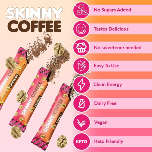 Skinny Boost Skinny Coffee- (Vanilla Flavored) Instant Coffee Made with Premium Arabica Coffee, Garcinia Cambogia, Green Tea Extract, Green Coffee Bean Extract, and Prebiotics (28 Packets)