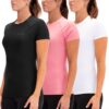 DEVOPS 3 Pack Women's Compression Shirt Dry Fit Short Sleeve Running Athletic T-Shirt Workout Tops