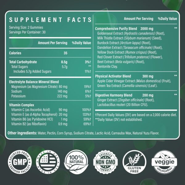 Detox Cleanse Gummies - Liver, Gut, Kidney Cleanse Detox & Repair, Rapid & Effective Full Body Cleanse Best for Women and Men with Milk Thistle - Natural Plant-Based Detox Supplement, 60 Gummies