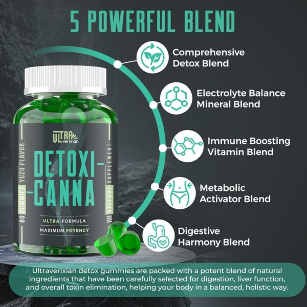 Detox Cleanse Gummies - Liver, Gut, Kidney Cleanse Detox & Repair, Rapid & Effective Full Body Cleanse Best for Women and Men with Milk Thistle - Natural Plant-Based Detox Supplement, 60 Gummies