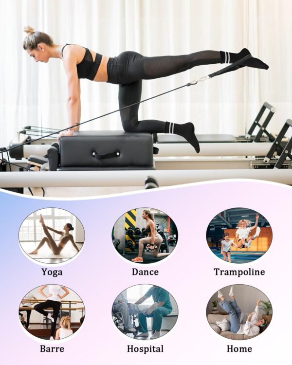 yeuG 4 Pairs Non Slip Pilates Socks with Grips for Women, Grip Socks for Yoga Barre Grippy Crew Socks Woman Sticky Socks