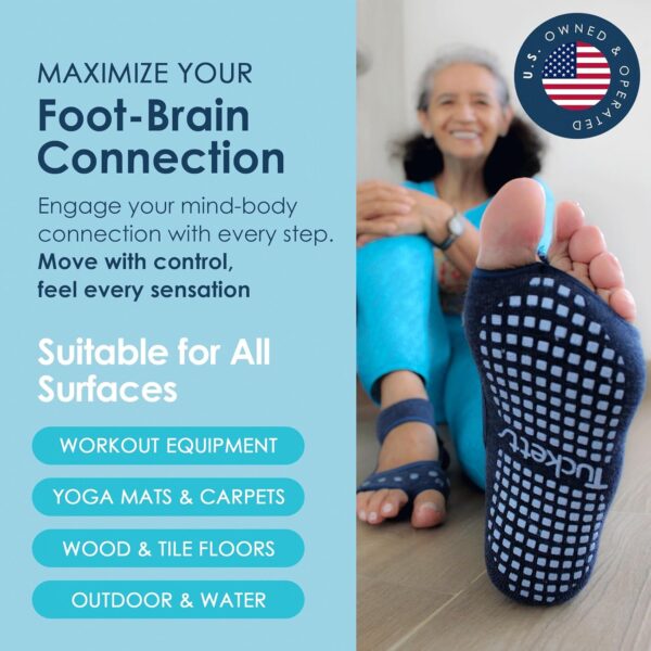 Tucketts Toeless Pilates Socks with Grips for Women, Non-Slip Barre Yoga Socks with Grips for Barefoot Workouts, Sizes 5-13