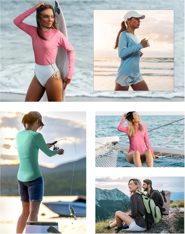 Roadbox Women's Long Sleeve UV Sun Shirts UPF 50+ Workout Swim Rash Guard Tops