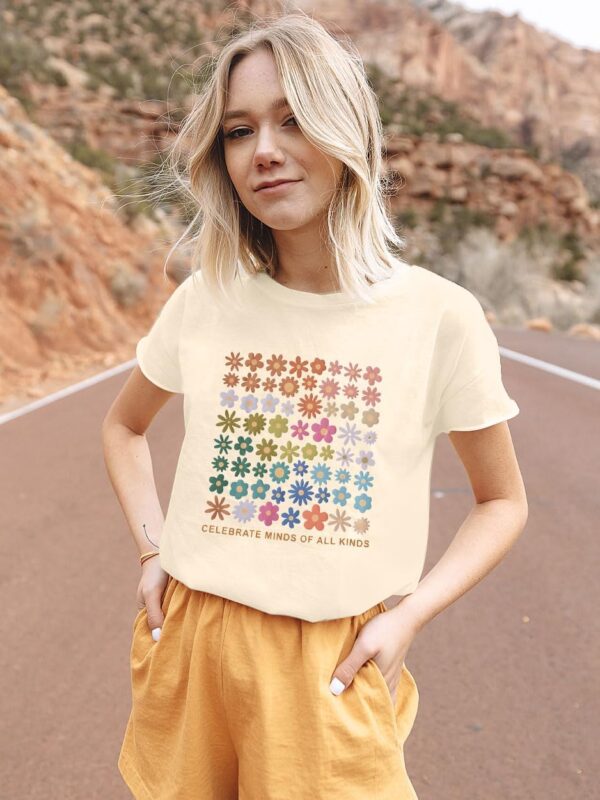 Celebrate Minds of All Kinds Shirt Women Autism Awareness T Shirt Mental Health Inspirational Short Sleeve Tee Tops