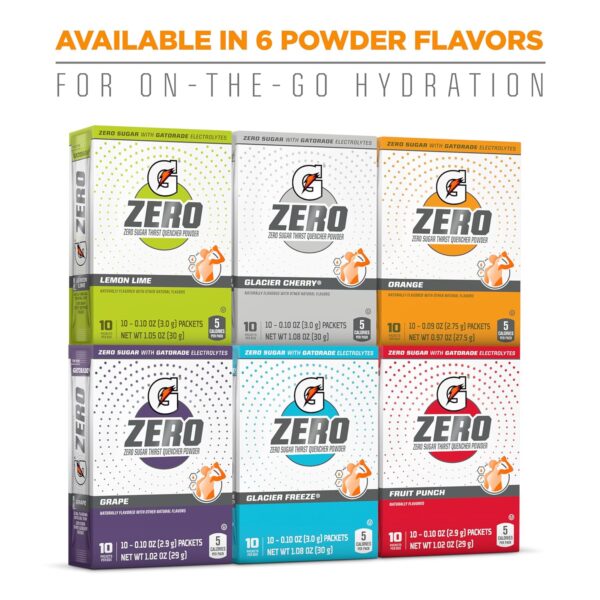 Gatorade G Zero Powder, Fruit Punch Variety Pack, 0.10oz Individual Packets - 10 Count (Pack of 5)