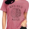 qdl Mental Health Matters Shirt Women Human Brain Illness Awareness Tshirts Therapist Psychologist Short Sleeve