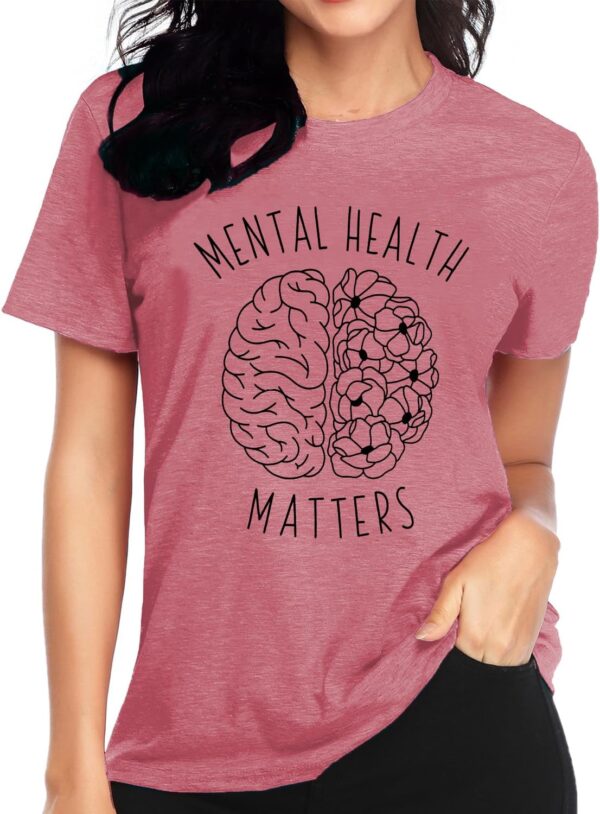 qdl Mental Health Matters Shirt Women Human Brain Illness Awareness Tshirts Therapist Psychologist Short Sleeve