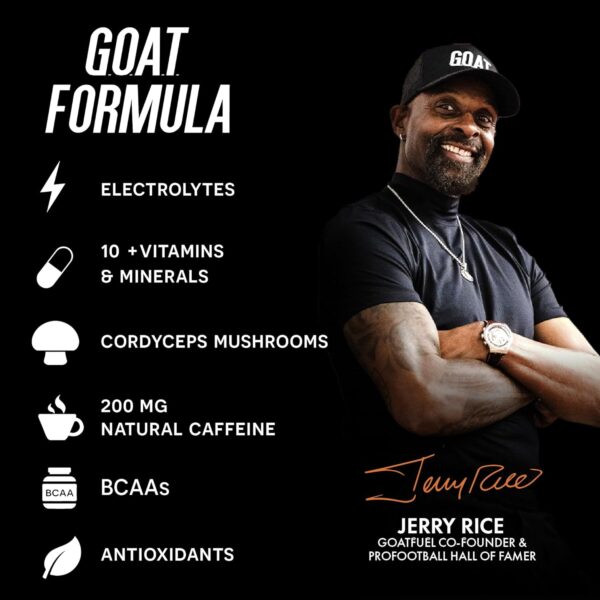 1740431833_71jfjqFJr7L._SL1500_.jpg G.O.A.T. Fuel Energy Drink, Natural Caffeine, Electrolytes, BCAAs, Cordyceps Mushrooms & Antioxidants, Lightly Carbonated Pre Workout & Sports Energy Drink, 12-Pack, 12 fl oz, Pineapple Cream Soda