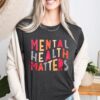 LOTUCY Mental Health Matters T Shirt Women Funny Therapist Psychologist Tee Shirt Human Brain Illness Awareness Tops