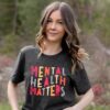 LOTUCY Mental Health Matters T Shirt Women Funny Therapist Psychologist Tee Shirt Human Brain Illness Awareness Tops