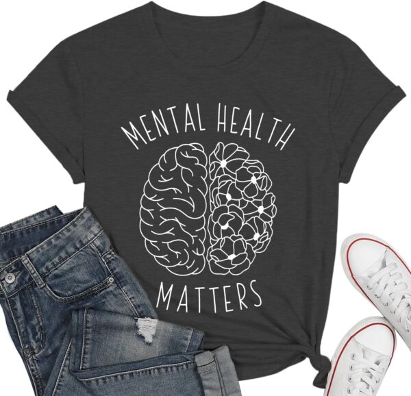 qdl Mental Health Matters Shirt Women Human Brain Illness Awareness Tshirts Therapist Psychologist Short Sleeve