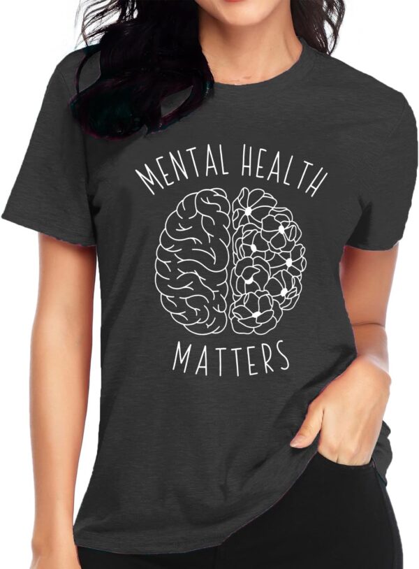 qdl Mental Health Matters Shirt Women Human Brain Illness Awareness Tshirts Therapist Psychologist Short Sleeve
