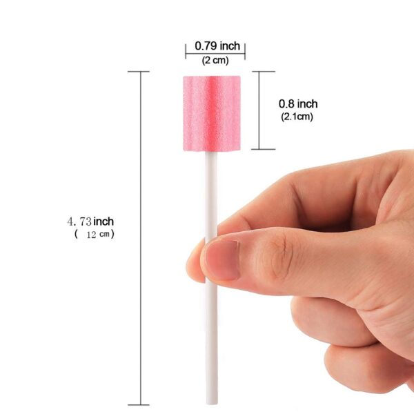 Wellgler's Disposable Oral Care Swabs, Sterile Sponge Mouth Swabs (100pcs, Pink)