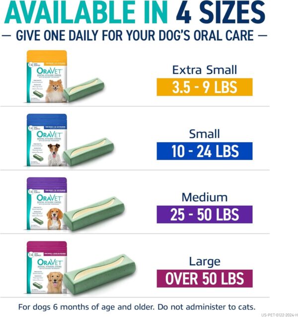 ORAVET Dental Chews for Dogs, Oral Care and Hygiene Chews (Extra Small Dogs, 3.5-9 lbs.) Yellow Pouch, 14 Count