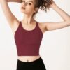 Redqenting Longline Sports Bra for Women with Removable Padded,Sexy Criss Cross Back Strappy Yoga Bras Workout Tank Tops