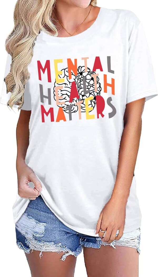 1740521706_71ZQBwr2rrL._AC_SL1500_.jpg MAIHUN Mental Health Matters Shirt Womens Therapist Psychologist Tshirt Human Brain Illness Awareness Short Sleeve