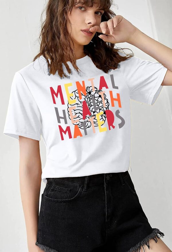 1740521708_811rZB9y9xL._AC_SL1500_.jpg MAIHUN Mental Health Matters Shirt Womens Therapist Psychologist Tshirt Human Brain Illness Awareness Short Sleeve